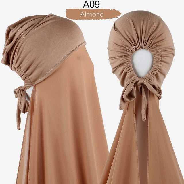 Inner Headband Scarf Women Cap Bonnet instant Chiffon Hijab Shawl Head Scarf Underscarf Caps Cover Headwrap Turbante