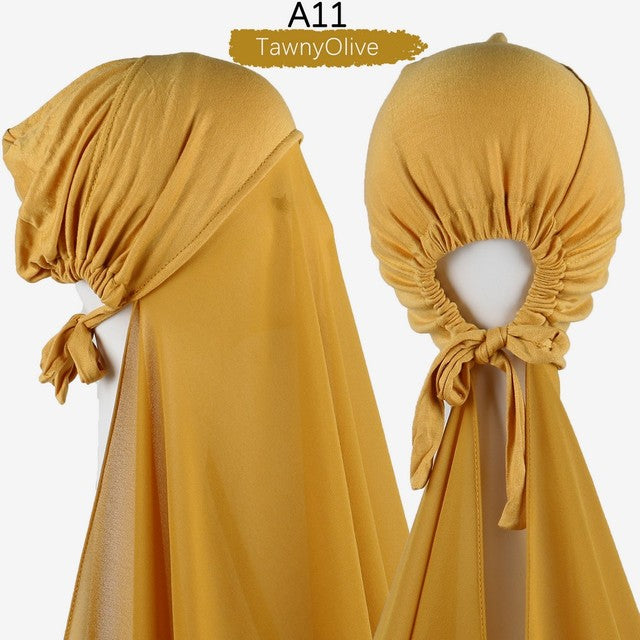 Inner Headband Scarf Women Cap Bonnet instant Chiffon Hijab Shawl Head Scarf Underscarf Caps Cover Headwrap Turbante