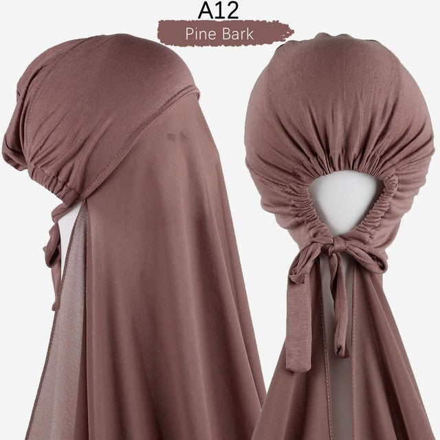 Inner Headband Scarf Women Cap Bonnet instant Chiffon Hijab Shawl Head Scarf Underscarf Caps Cover Headwrap Turbante