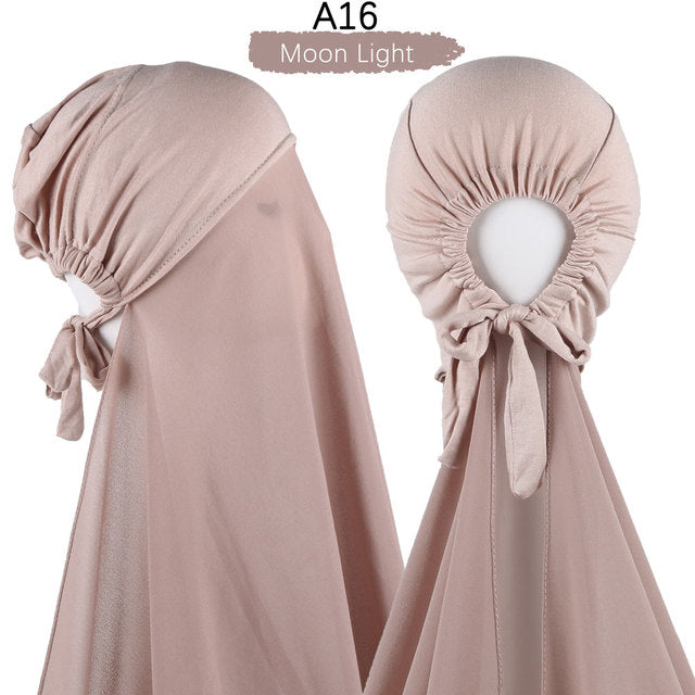 Inner Headband Scarf Women Cap Bonnet instant Chiffon Hijab Shawl Head Scarf Underscarf Caps Cover Headwrap Turbante