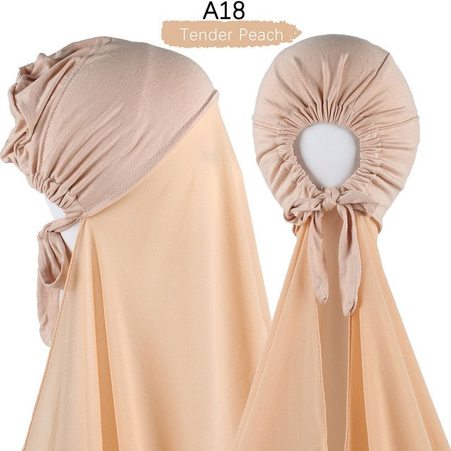 Inner Headband Scarf Women Cap Bonnet instant Chiffon Hijab Shawl Head Scarf Underscarf Caps Cover Headwrap Turbante