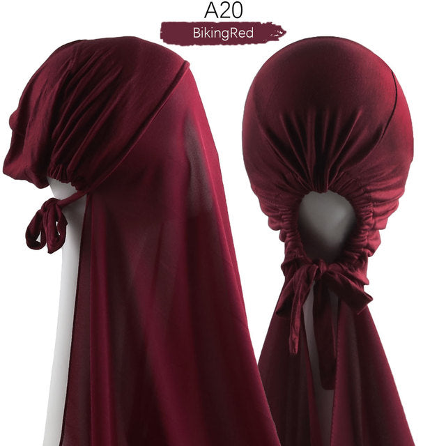 Inner Headband Scarf Women Cap Bonnet instant Chiffon Hijab Shawl Head Scarf Underscarf Caps Cover Headwrap Turbante