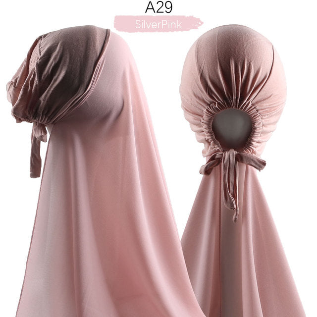 Inner Headband Scarf Women Cap Bonnet instant Chiffon Hijab Shawl Head Scarf Underscarf Caps Cover Headwrap Turbante