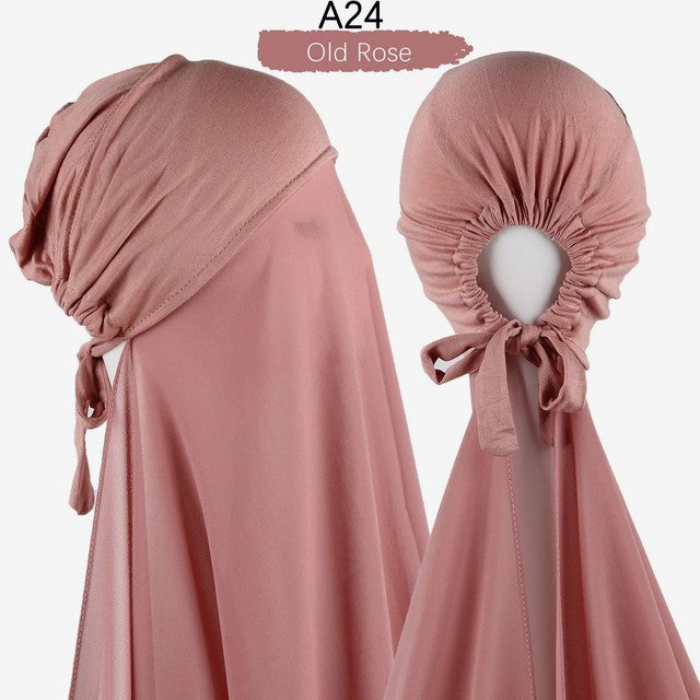 Inner Headband Scarf Women Cap Bonnet instant Chiffon Hijab Shawl Head Scarf Underscarf Caps Cover Headwrap Turbante