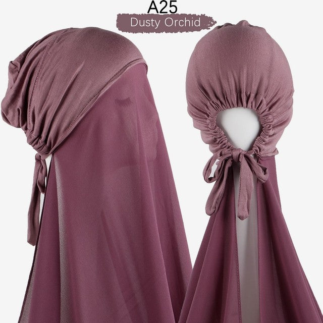 Inner Headband Scarf Women Cap Bonnet instant Chiffon Hijab Shawl Head Scarf Underscarf Caps Cover Headwrap Turbante
