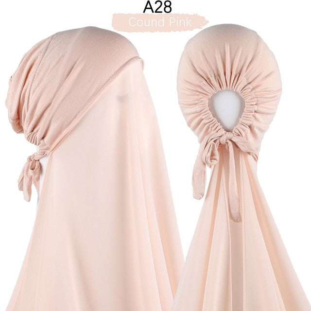 Inner Headband Scarf Women Cap Bonnet instant Chiffon Hijab Shawl Head Scarf Underscarf Caps Cover Headwrap Turbante