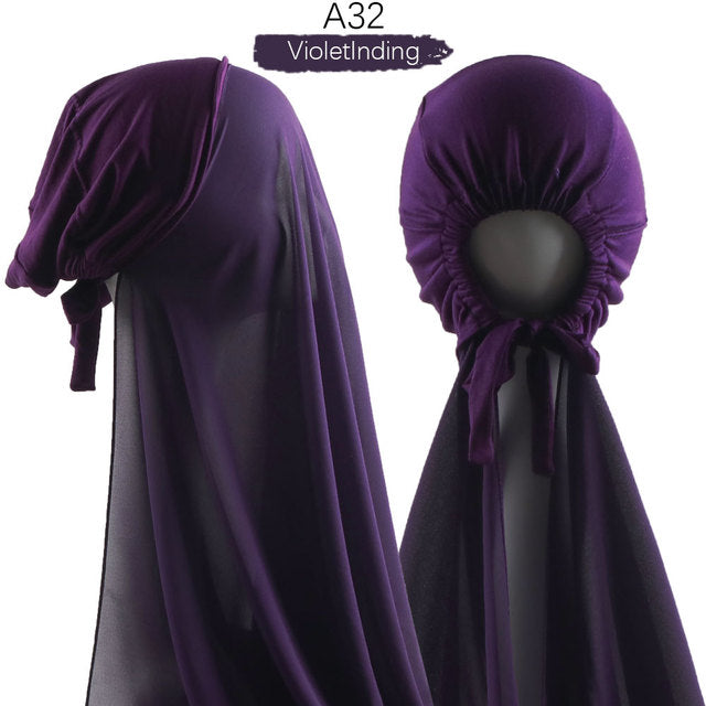 Inner Headband Scarf Women Cap Bonnet instant Chiffon Hijab Shawl Head Scarf Underscarf Caps Cover Headwrap Turbante