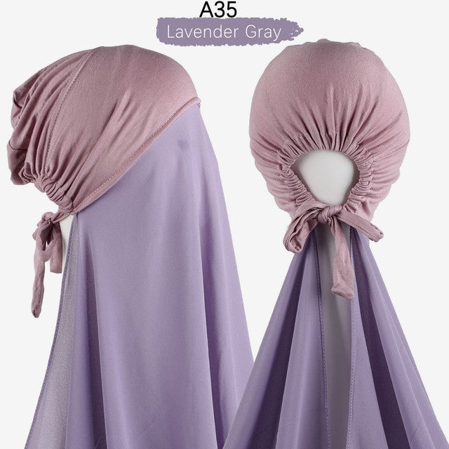 Inner Headband Scarf Women Cap Bonnet instant Chiffon Hijab Shawl Head Scarf Underscarf Caps Cover Headwrap Turbante