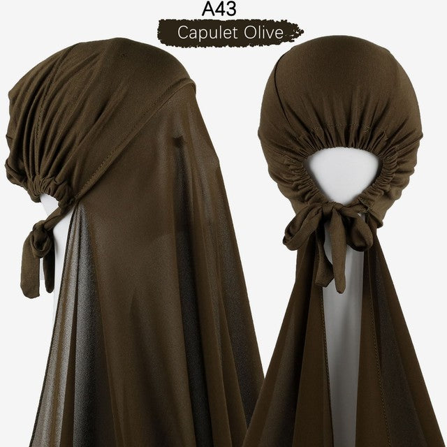 Inner Headband Scarf Women Cap Bonnet instant Chiffon Hijab Shawl Head Scarf Underscarf Caps Cover Headwrap Turbante