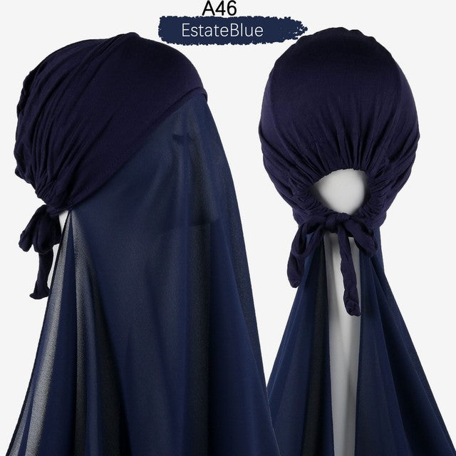 Inner Headband Scarf Women Cap Bonnet instant Chiffon Hijab Shawl Head Scarf Underscarf Caps Cover Headwrap Turbante
