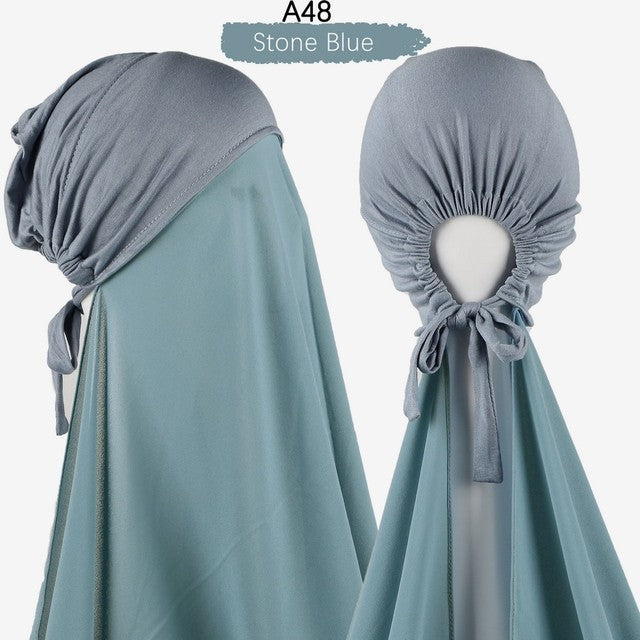 Inner Headband Scarf Women Cap Bonnet instant Chiffon Hijab Shawl Head Scarf Underscarf Caps Cover Headwrap Turbante