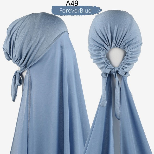 Inner Headband Scarf Women Cap Bonnet instant Chiffon Hijab Shawl Head Scarf Underscarf Caps Cover Headwrap Turbante