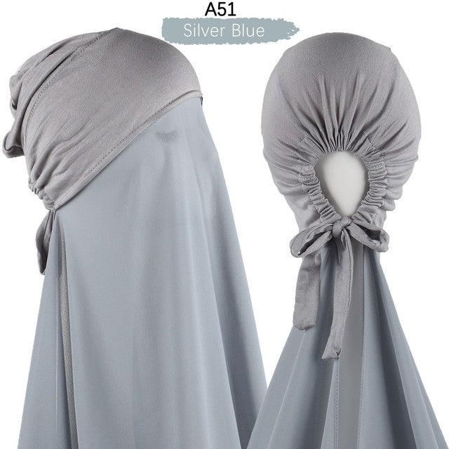 Inner Headband Scarf Women Cap Bonnet instant Chiffon Hijab Shawl Head Scarf Underscarf Caps Cover Headwrap Turbante