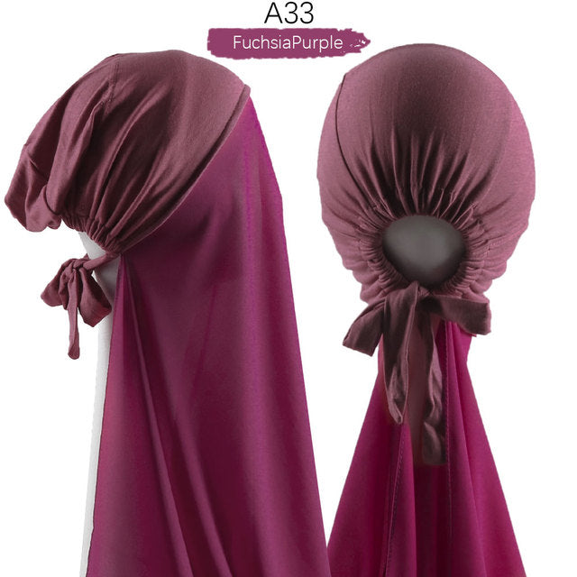 Inner Headband Scarf Women Cap Bonnet instant Chiffon Hijab Shawl Head Scarf Underscarf Caps Cover Headwrap Turbante