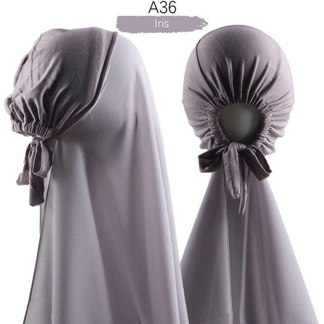Inner Headband Scarf Women Cap Bonnet instant Chiffon Hijab Shawl Head Scarf Underscarf Caps Cover Headwrap Turbante