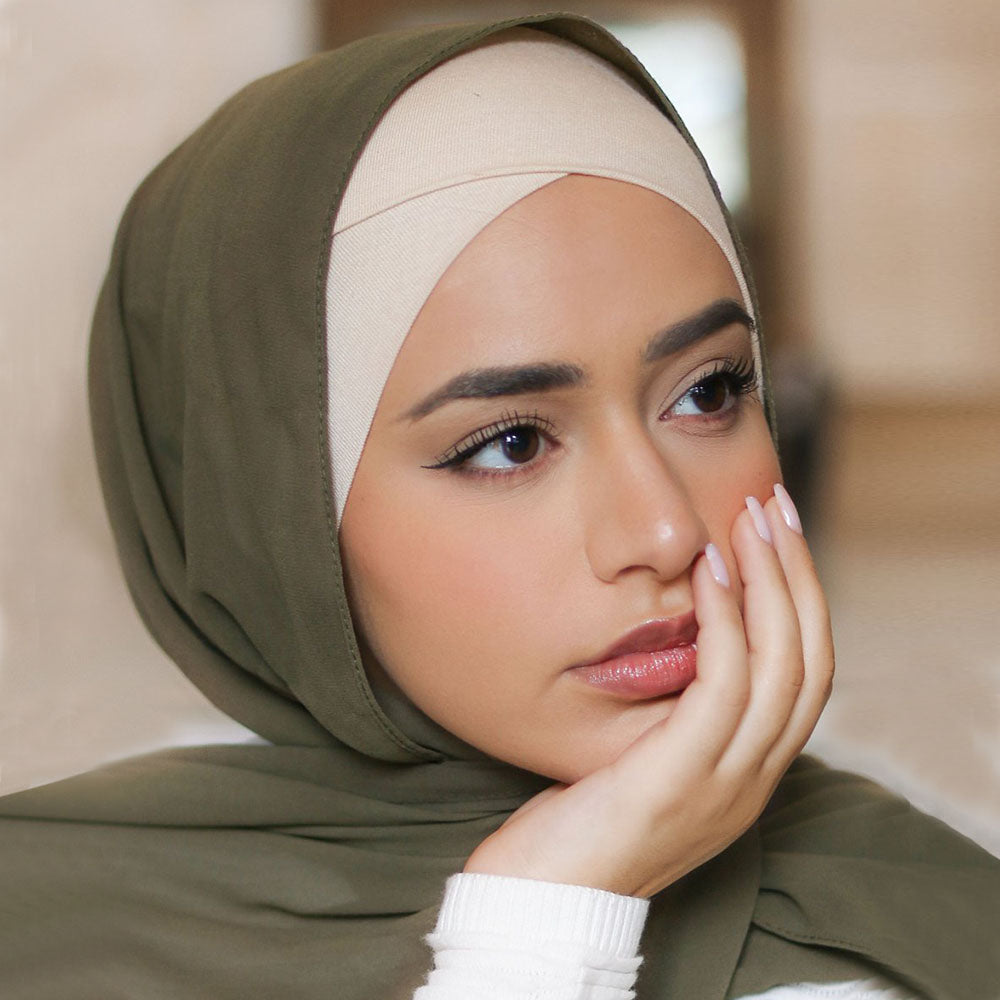 Pure Cotton Forehead Cross Inner Hijabs for Women Muslim Solid Color Wrap Head Turbans Islamic National Headscarf Bottoming Cap
