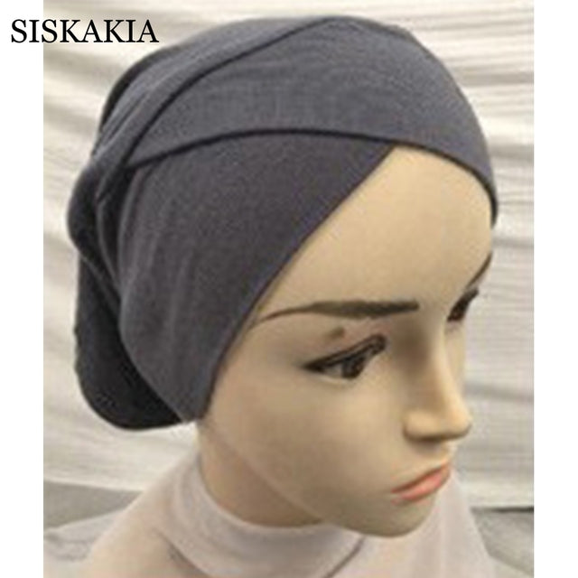Pure Cotton Forehead Cross Inner Hijabs for Women Muslim Solid Color Wrap Head Turbans Islamic National Headscarf Bottoming Cap