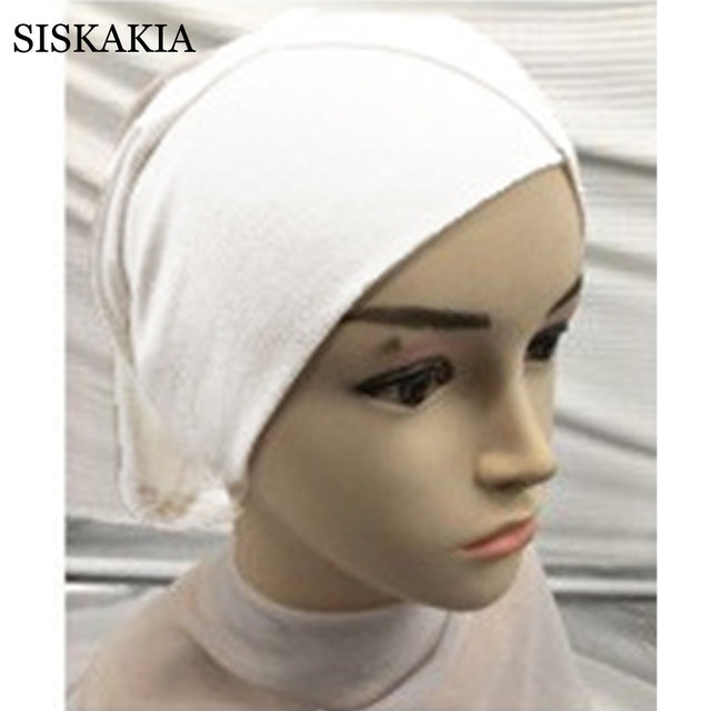 Pure Cotton Forehead Cross Inner Hijabs for Women Muslim Solid Color Wrap Head Turbans Islamic National Headscarf Bottoming Cap