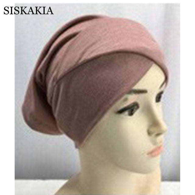 Pure Cotton Forehead Cross Inner Hijabs for Women Muslim Solid Color Wrap Head Turbans Islamic National Headscarf Bottoming Cap