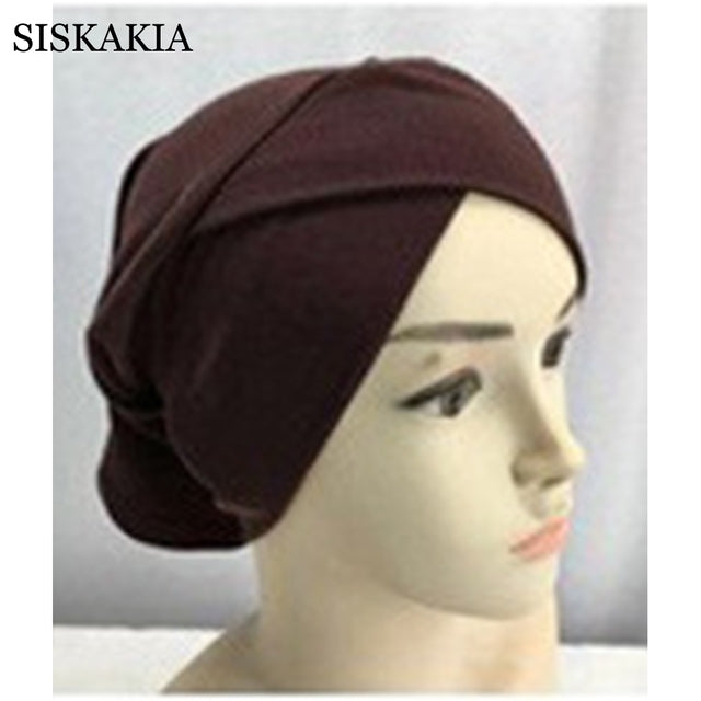 Pure Cotton Forehead Cross Inner Hijabs for Women Muslim Solid Color Wrap Head Turbans Islamic National Headscarf Bottoming Cap