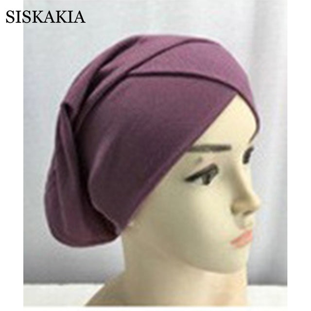 Pure Cotton Forehead Cross Inner Hijabs for Women Muslim Solid Color Wrap Head Turbans Islamic National Headscarf Bottoming Cap