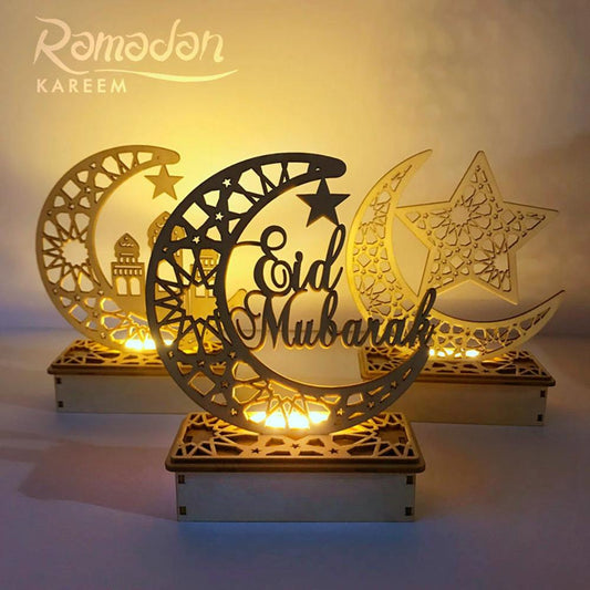 Candles Light LED Wooden ramadan Ramadan And Eid Decorations Aid Happy Eid Mubarak Ramadan kareem Ramadan Decorations For Home