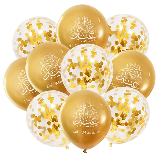Luftballon-Set "Eid mubarak / Konfetti" | 1 Set mit 10 Luftballons | Verschiedene Ausführungen | Dekoration Eid