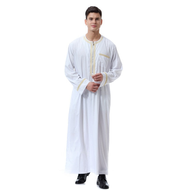 Muslim islamic Clothing Men Jubba Thobe print zipper Kimono Long Robe Saudi Musulman Wear abaya caftan Islam Dubai Arab Dressing