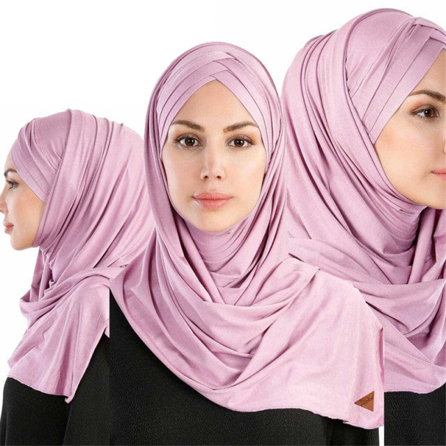 Women plain bubble cotton jersey scarf Head hijab wrap solid instant shawls foulard femme muslim hijabs store ready to wear