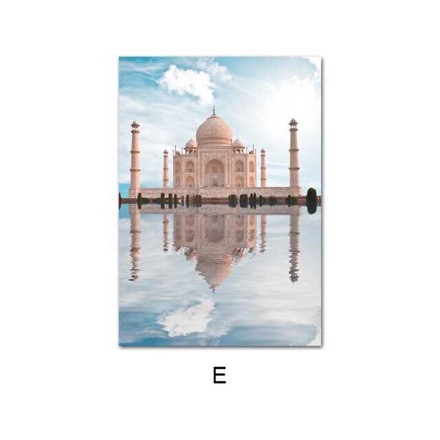 Islamic Architecture Wall Art Painting Mosque Temple Canvas Muslim Canvas Poster Landscape Print Allah Religion Decor Picture