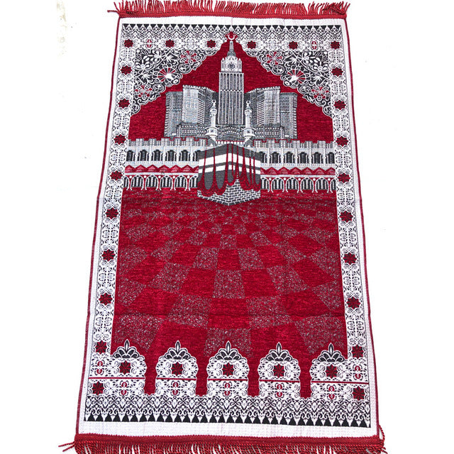 Prayer Rug Islamic Salat Carpet Kneeling Poly Mat For Muslim Prayer tapis de priere Islam Braided Mats Eid Rugs Tassel Home Gift