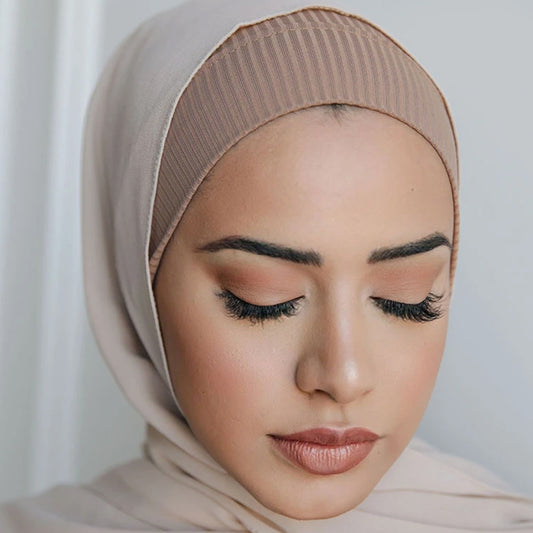 Muslim Women Ribbed Inner Hijab Caps Islamic Tube Underscarf Bonnet Stretch Headband Turban Musulman Femme Head Wraps