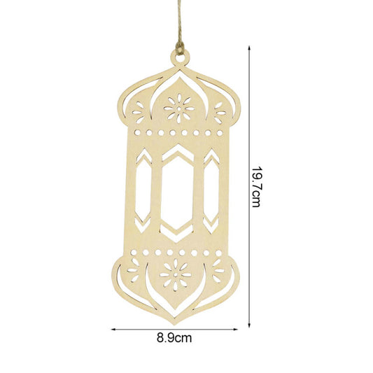 3Pcs Wooden Eid Mubarak Hanging Pendant Ornament Ramadan Kareem Gift Islam Muslim Home Table Decoration DIY Craft Party Supplies