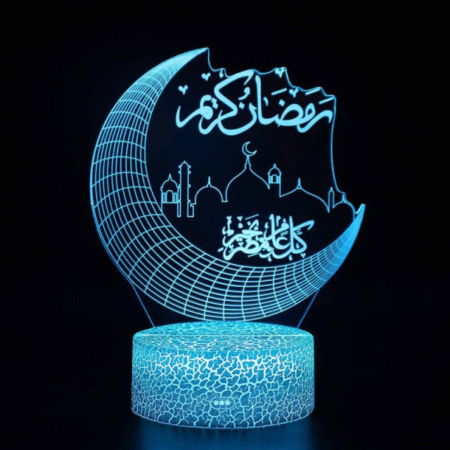 Eid Mubarak Acrylic LED Lights Ramadan Kareem Ramadan Decor for Home Ramadan Mubarak Eid Al Adha Islamic Muslim Party Decor