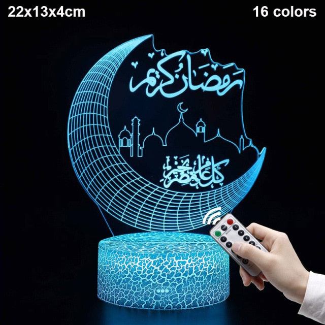 Eid Mubarak Acrylic LED Lights Ramadan Kareem Ramadan Decor for Home Ramadan Mubarak Eid Al Adha Islamic Muslim Party Decor