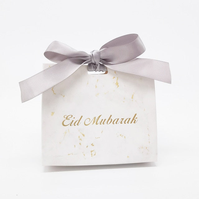 Eid Mubarak Candy Box Set Marble Paper Gift Bag  ，Party Favor Gift Box, Muslim Islamic Party Supplies