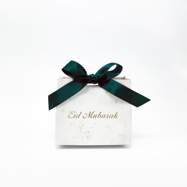 Eid Mubarak Candy Box Set Marble Paper Gift Bag  ，Party Favor Gift Box, Muslim Islamic Party Supplies