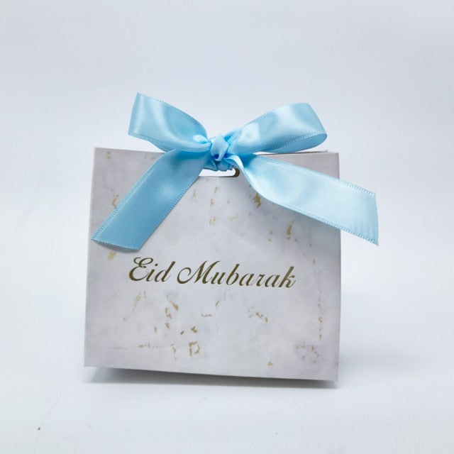 Eid Mubarak Candy Box Set Marble Paper Gift Bag  ，Party Favor Gift Box, Muslim Islamic Party Supplies