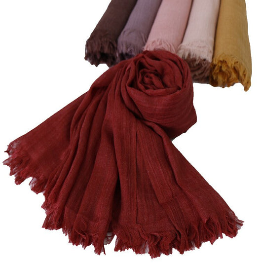 Spring  women scarf 190*120cm muslim  hijab femme musulman headscarf islamic shawls crinkle solid pashmina hijabs