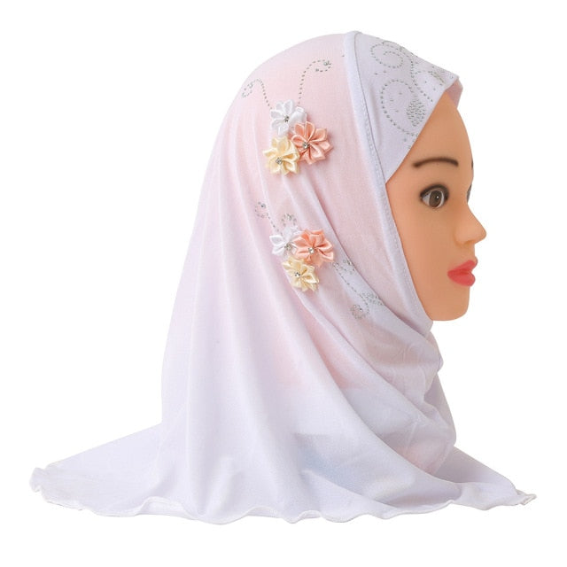 Muslim Girls Kids Hijab Islamic Scarf Shawls No Decoration Soft and Stretch Material for 2 to 7 years old Girls Wholesale 50cm