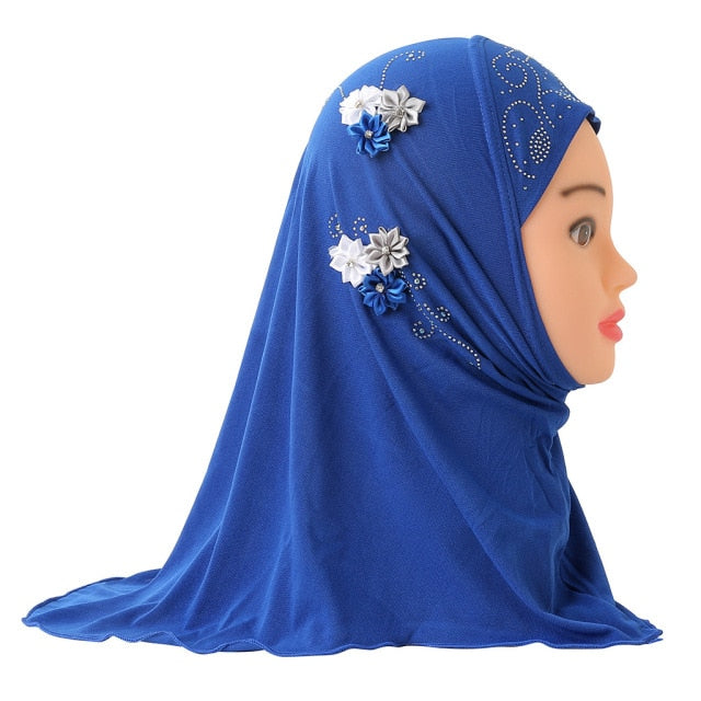 Muslim Girls Kids Hijab Islamic Scarf Shawls No Decoration Soft and Stretch Material for 2 to 7 years old Girls Wholesale 50cm