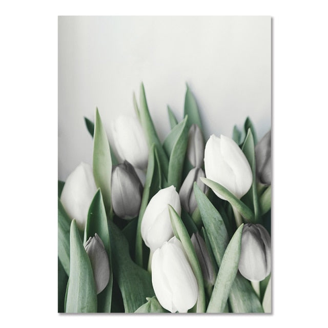 Islamic Quote Green Leaves Canvas Painting Nordic Tulip Flower Wall Art Decor Minimalist Poster Print Modern Picture Living Room