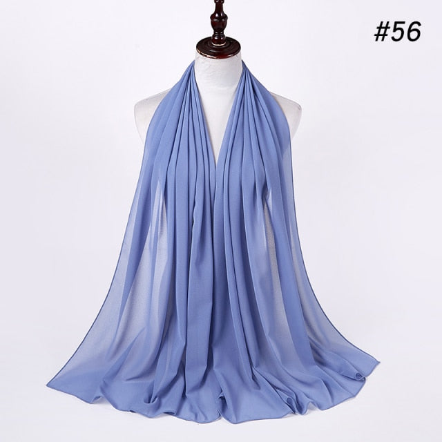 Plain Color Muslim Chiffon Scarf Hijab Headband Female Islamic Head Cover Shawls Wraps for Women Hijabs Hair Scarves Headscarf