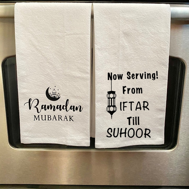 happy Eid Mubarak kitchen towel Muslim Islamic Ramadan Kareem Holiday Eid Al Adha friend family BBQ dinner party decoration gift