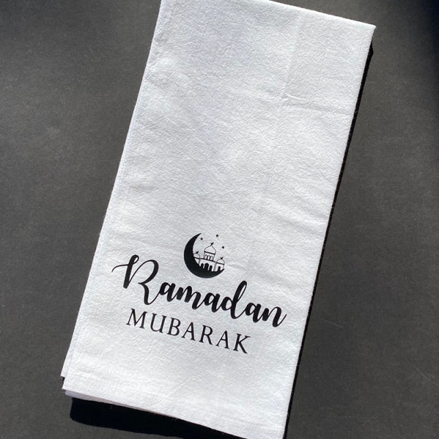 happy Eid Mubarak kitchen towel Muslim Islamic Ramadan Kareem Holiday Eid Al Adha friend family BBQ dinner party decoration gift