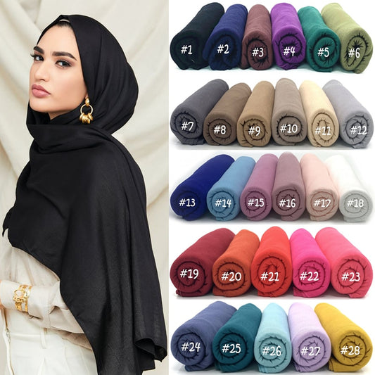 Plain Jersey Hijab Scarf Soft Elastic Muslim Women Cotton Modal Long Scarves Headband Turban Shawl Islamic Headscarf Head Wraps