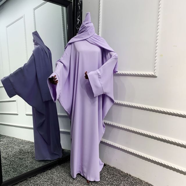 Muslim Dubai Abaya One Piece Batwing Nida Prayer Hijab Dress Jilbab  Kaftan Islamic Modest Robe African Dresses Women Ramadan