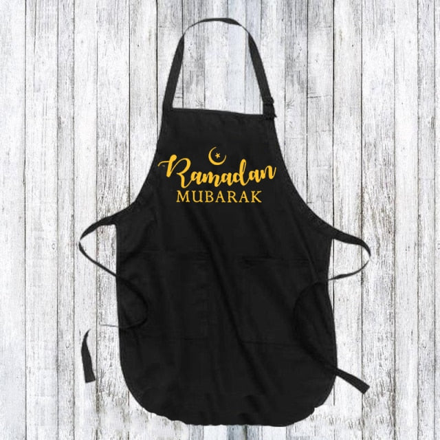 Bismillah Apron Eid Mubarak happy Ramadan Al-Adha Iftar Fitr Muslim Islamic Kareem dinner decoration wife husband couple gift