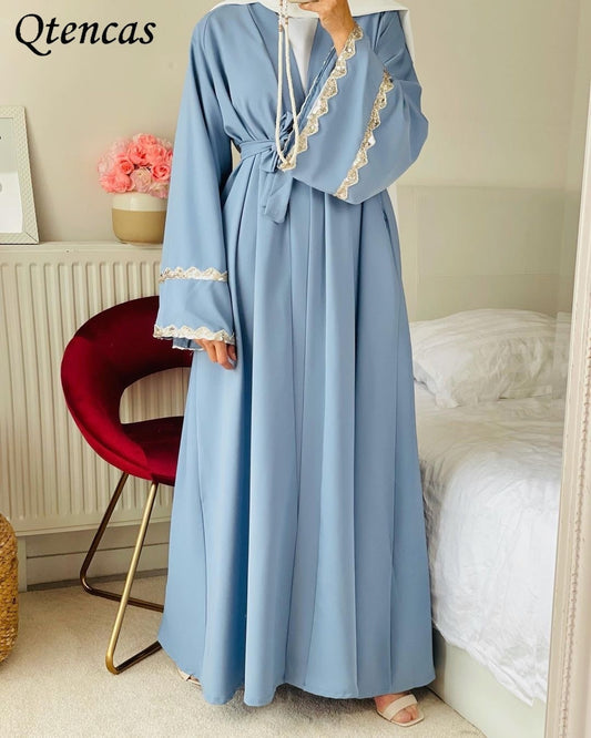 Eid Abayas for Women Dubai Turkey Muslim Hijab Dress Mubarak Open Abaya Kimono Islam Kaftan Robe Musulmane Longue Djellaba Femme