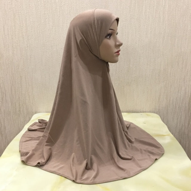 H062 Great Size Pray Hijab 70*70cm Muslim Amira Hijab Plain Pull On Islamic Scarf Head Wrap Headband